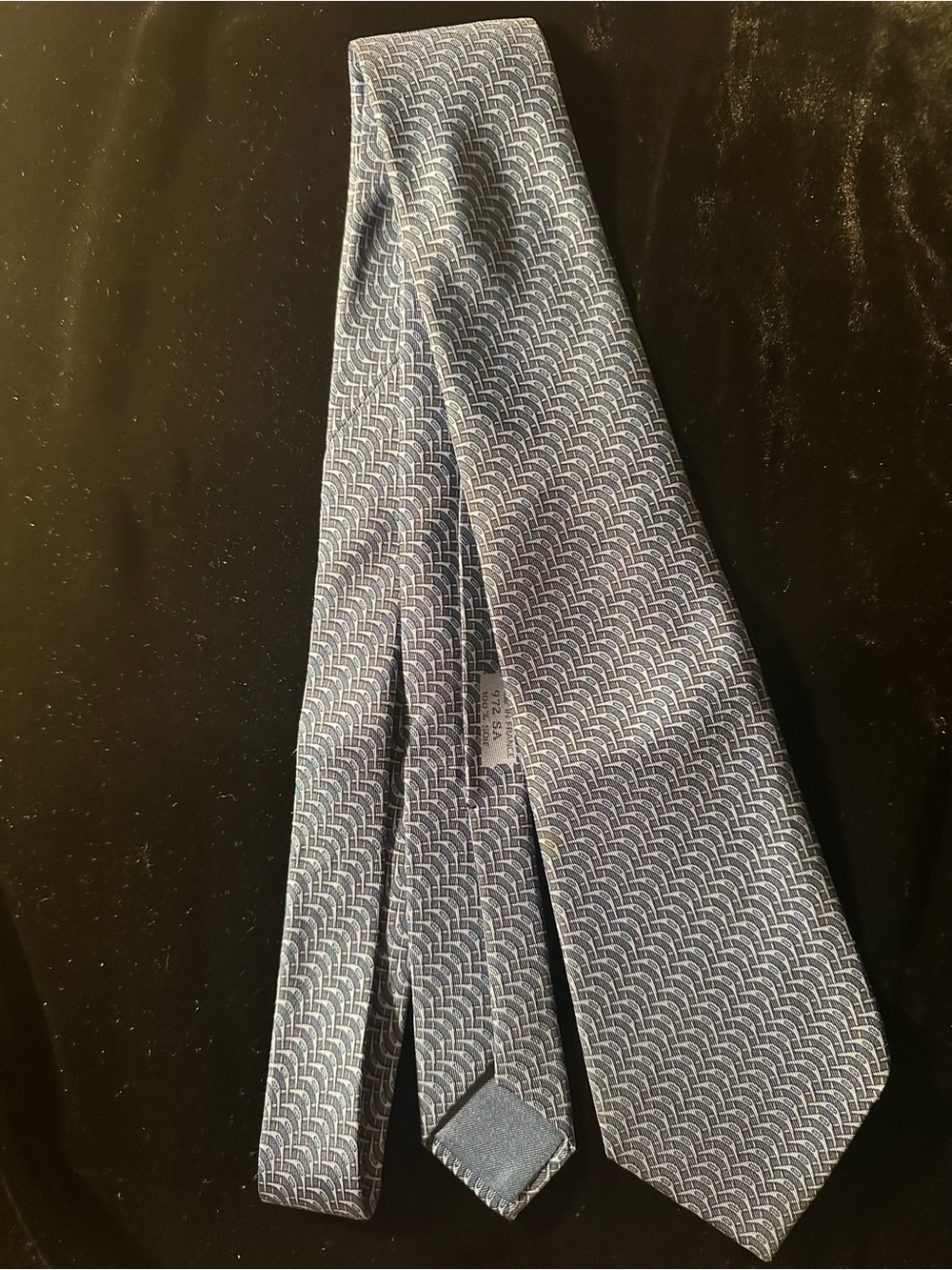 Hermes Light Blue Geometric Silk Tie